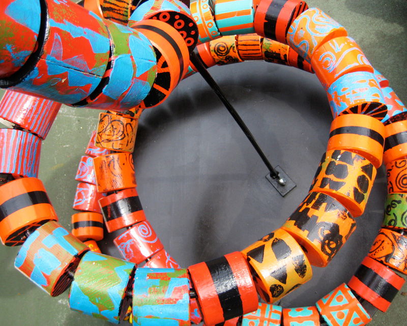 2008 - London E1 - Snake detail - Printed, painted and stencilled wooden beads 