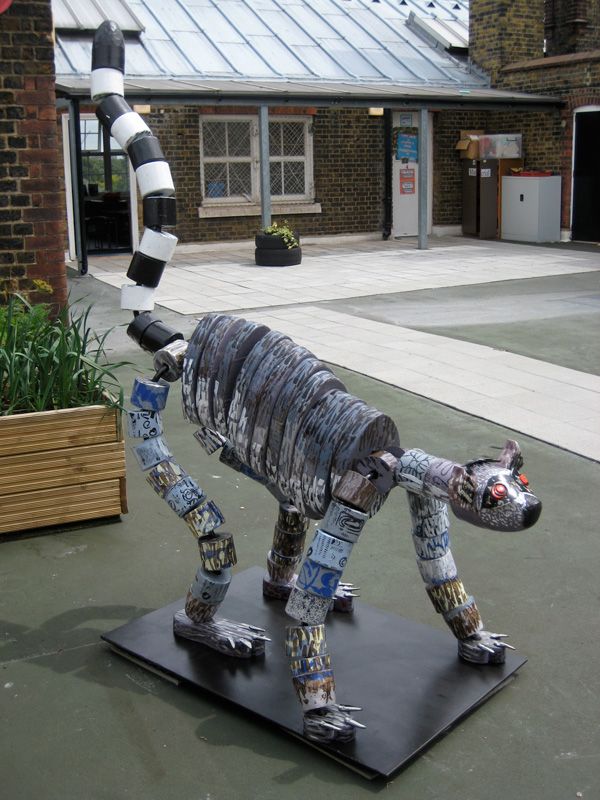 2008 - London E1 - Metal armature, wooden blocks and beads, painted and printed , rubber
