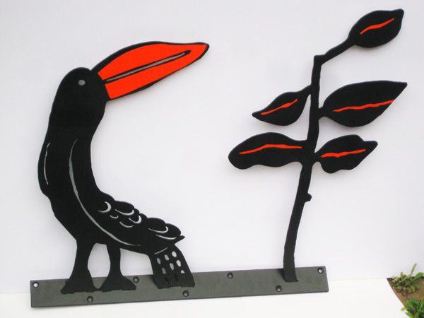 2011 - Metal bird sculpture with stencilled colour and rubber / neoprene feathers